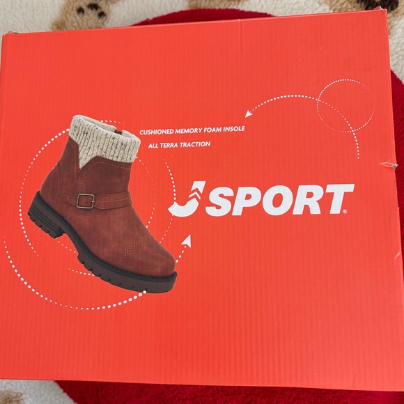 JSport Violet Women's Memory Foam Fax Fur Insulated Ankle Boots Brown Size 8.5 - Picture 6 of 11
